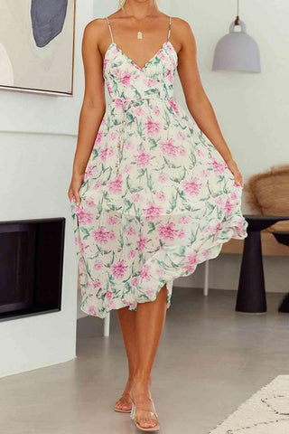 Sarah Floral Spaghetti Strap Midi Dress - SwagglyLife Home & Fashion