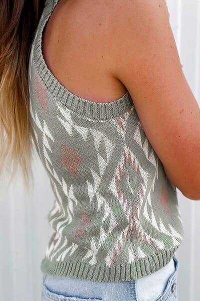 Sedona Geometric Round Neck Sweater Vest - SwagglyLife Home & Fashion
