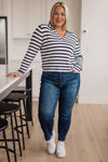 Self Improvement V-Neck Striped Sweater - SwagglyLife Home & Fashion