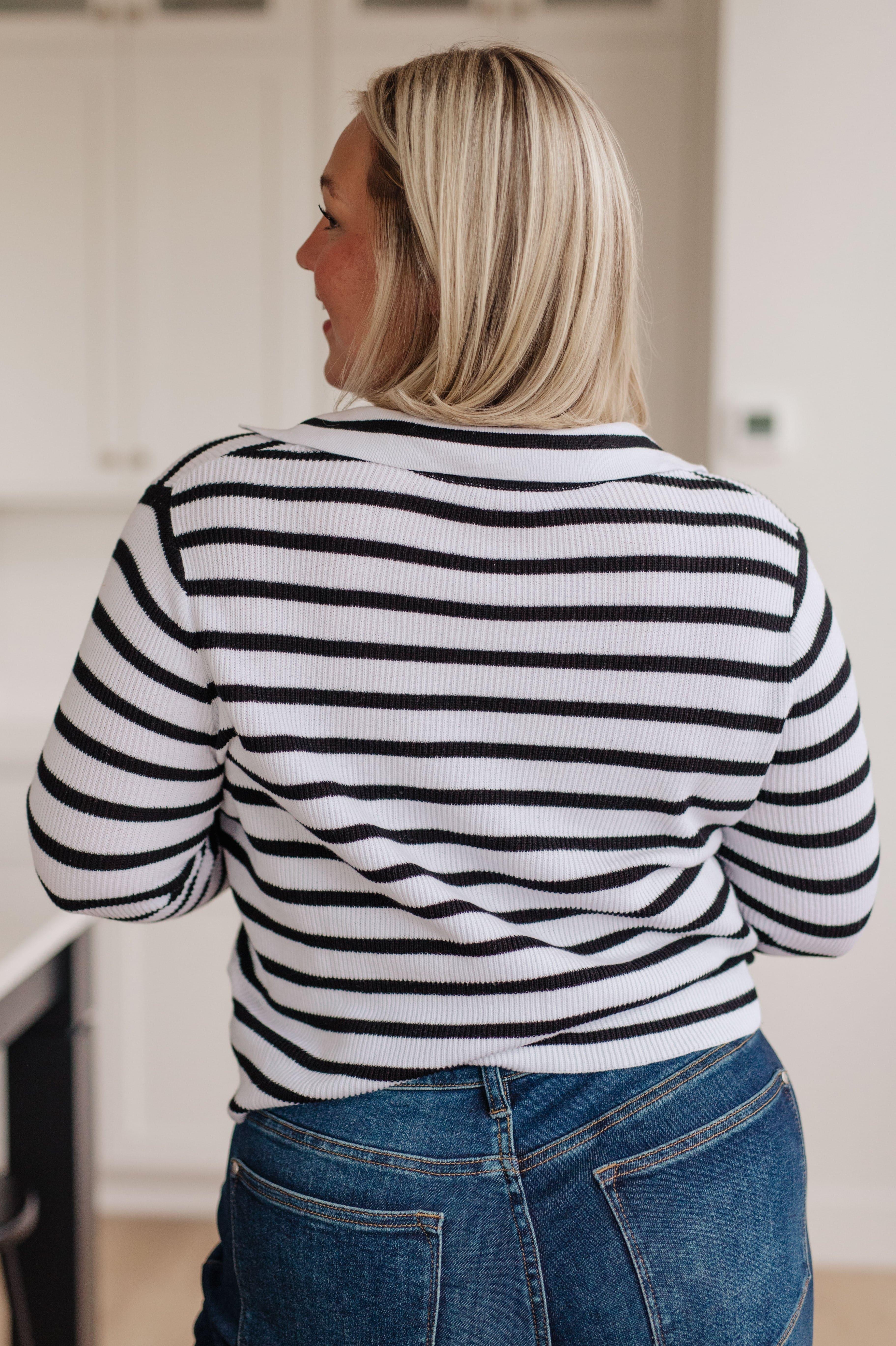 Self Improvement V-Neck Striped Sweater - SwagglyLife Home & Fashion