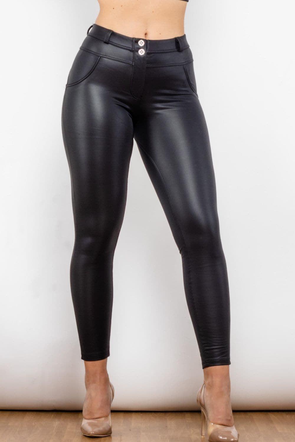 Shascullfites's Full Size PU Leather Buttoned Leggings - SwagglyLife Home & Fashion