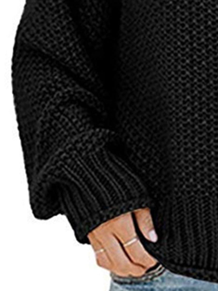 Turtleneck Dropped Shoulder Sweater - SwagglyLife Home & Fashion
