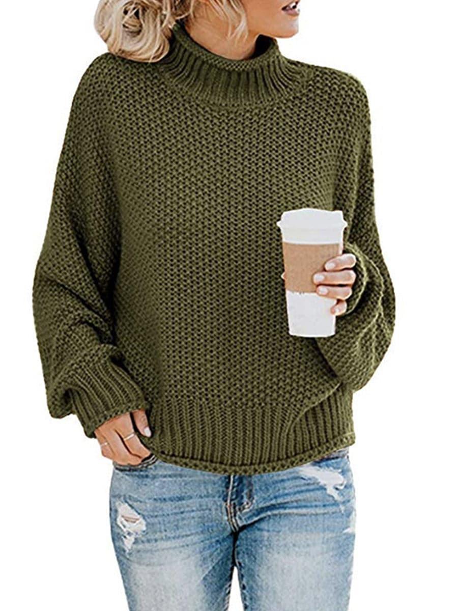 Turtleneck Dropped Shoulder Sweater - SwagglyLife Home & Fashion