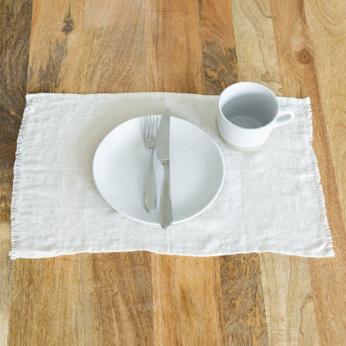 Stone Washed Linen Placemat - Ivory - SwagglyLife Home & Fashion