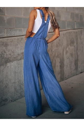 Wide Leg Denim Overalls - SwagglyLife Home & Fashion