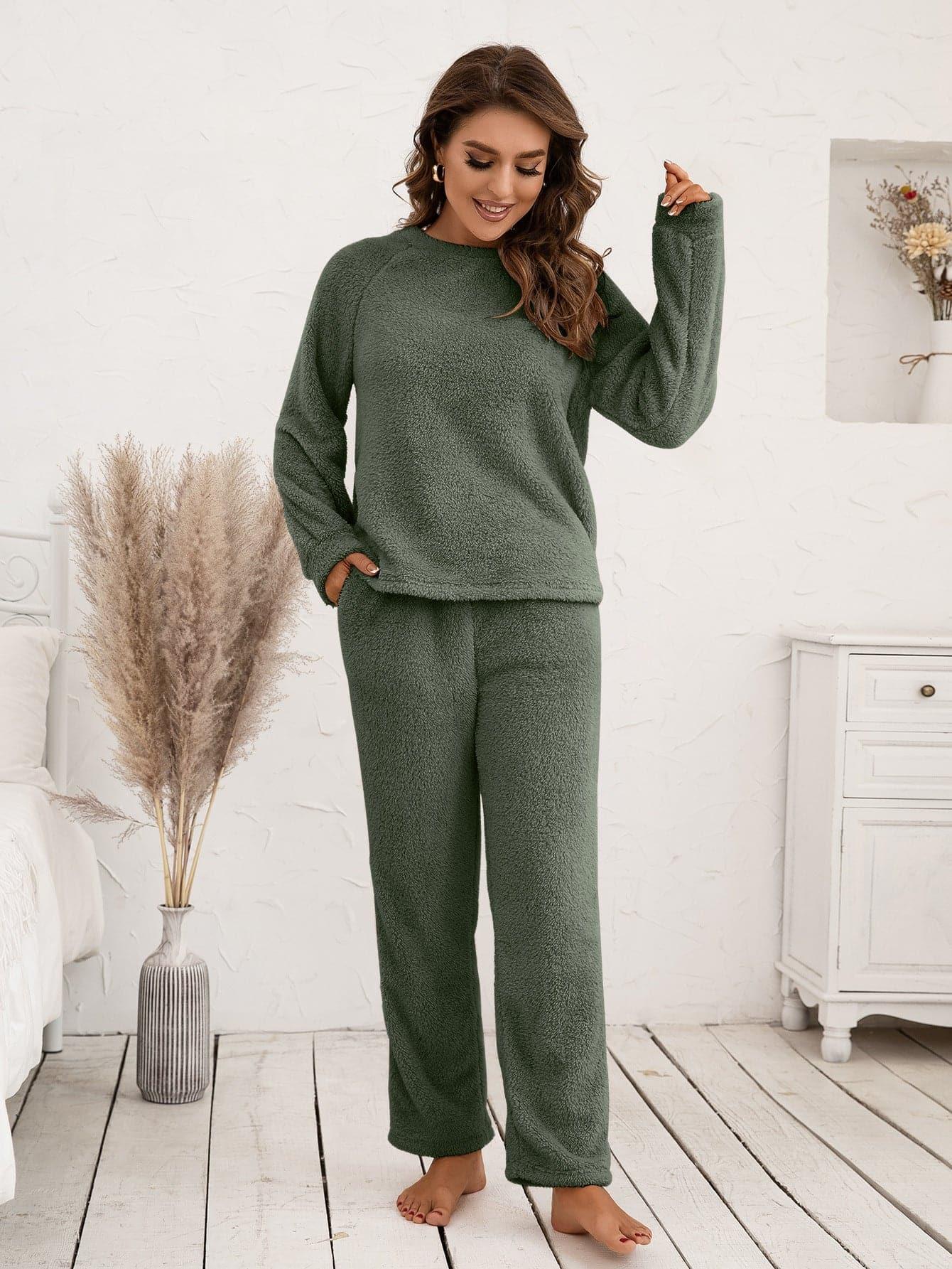 Teddy Long Sleeve Top and Pants Lounge Set - SwagglyLife Home & Fashion