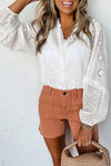 V-Neck Openwork Long Sleeve Blouse - SwagglyLife Home & Fashion