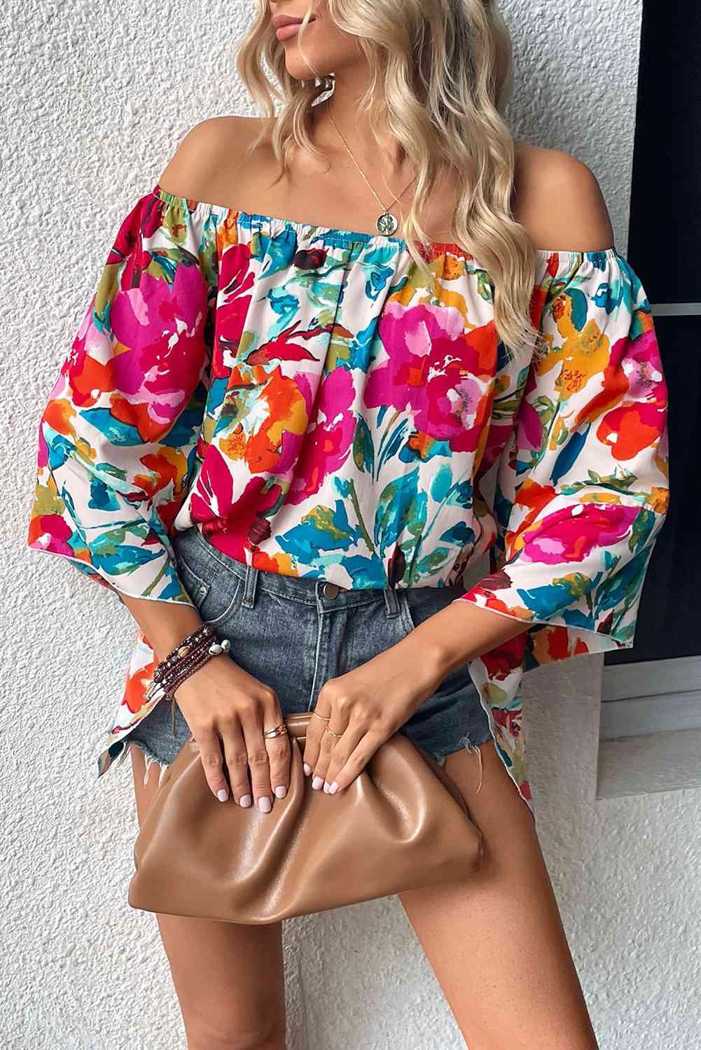 Vale Off Shoulder Floral Print Blouse - SwagglyLife Home & Fashion