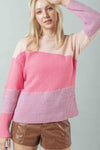 VERY J Color Block Long Sleeve Sweater - SwagglyLife Home & Fashion