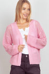 VERY J Eyelet Open Front Long Sleeve Cardigan - SwagglyLife Home & Fashion