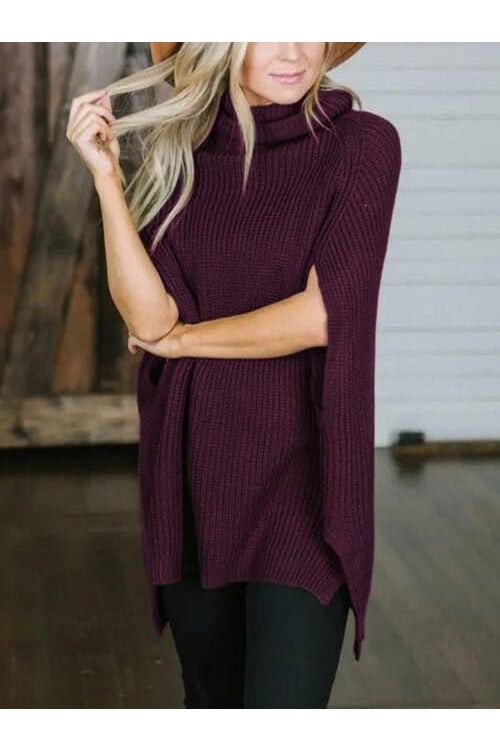 Willow Turtleneck Slit Sweater - SwagglyLife Home & Fashion