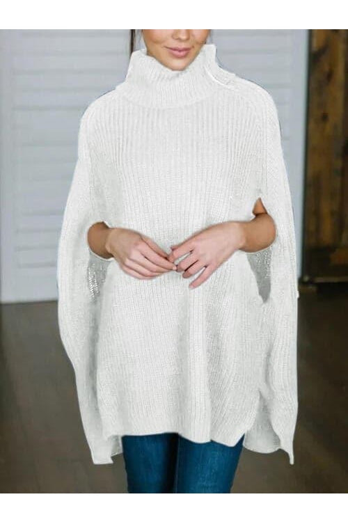 Willow Turtleneck Slit Sweater - SwagglyLife Home & Fashion