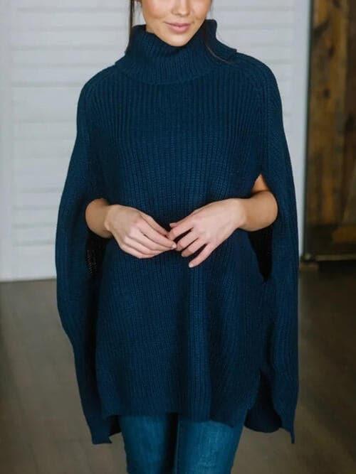 Willow Turtleneck Slit Sweater - SwagglyLife Home & Fashion
