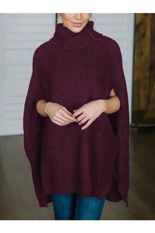 Willow Turtleneck Slit Sweater - SwagglyLife Home & Fashion