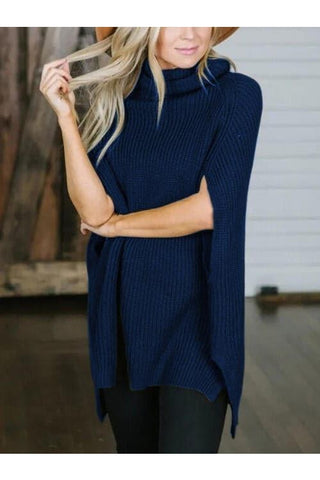 Willow Turtleneck Slit Sweater - SwagglyLife Home & Fashion