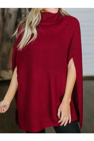 Willow Turtleneck Slit Sweater - SwagglyLife Home & Fashion