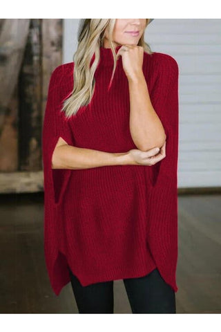 Willow Turtleneck Slit Sweater - SwagglyLife Home & Fashion