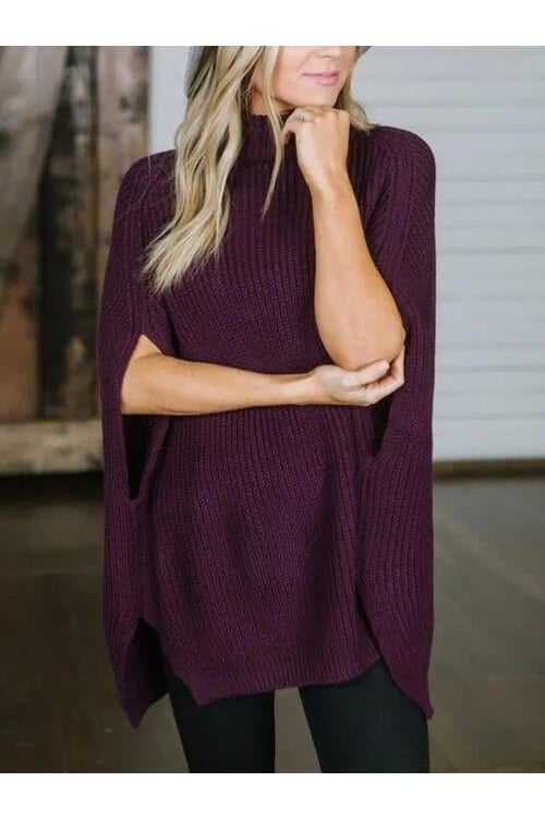 Willow Turtleneck Slit Sweater - SwagglyLife Home & Fashion