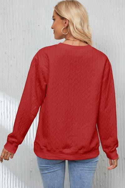 XOXO Heart Round Neck Dropped Shoulder Sweatshirt - SwagglyLife Home & Fashion