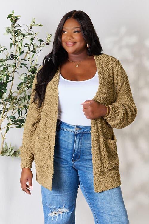 Zenana Falling For You Full Size Open Front Cardigan with Pockets - SwagglyLife Home & Fashion