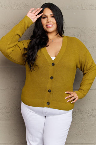 Zenana Kiss Me Tonight Full Size Button Down Cardigan in Chartreuse - SwagglyLife Home & Fashion