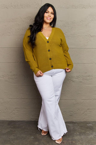 Zenana Kiss Me Tonight Full Size Button Down Cardigan in Chartreuse - SwagglyLife Home & Fashion