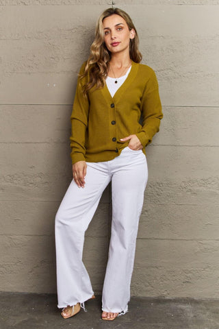 Zenana Kiss Me Tonight Full Size Button Down Cardigan in Chartreuse - SwagglyLife Home & Fashion