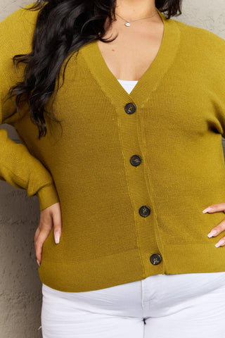 Zenana Kiss Me Tonight Full Size Button Down Cardigan in Chartreuse - SwagglyLife Home & Fashion