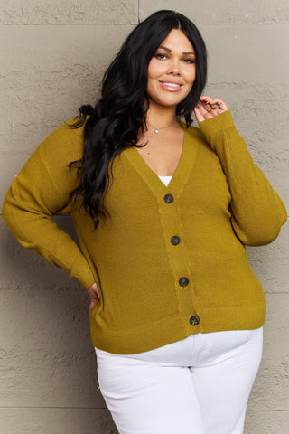 Zenana Kiss Me Tonight Full Size Button Down Cardigan in Chartreuse - SwagglyLife Home & Fashion