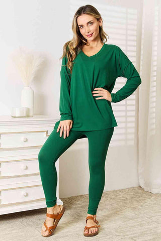 Zenana Lazy Days Full Size Long Sleeve Top and Leggings Set - SwagglyLife Home & Fashion