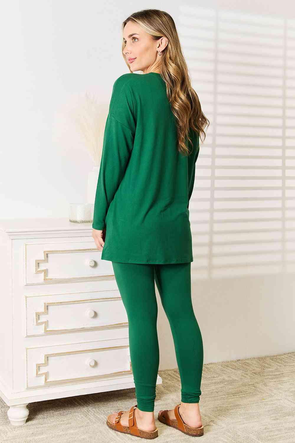 Zenana Lazy Days Full Size Long Sleeve Top and Leggings Set - SwagglyLife Home & Fashion