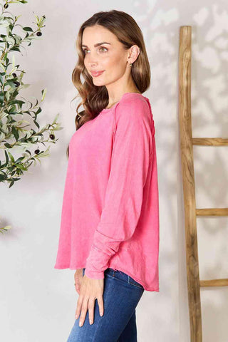 Zenana Round Neck Long Sleeve Top - SwagglyLife Home & Fashion