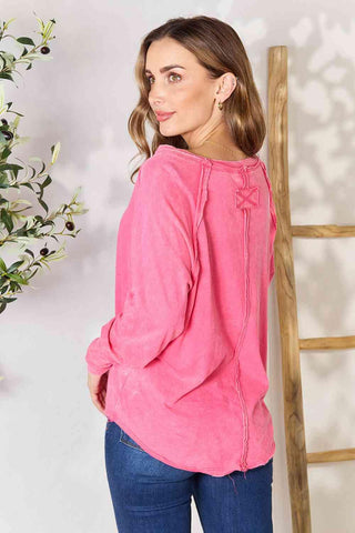 Zenana Round Neck Long Sleeve Top - SwagglyLife Home & Fashion